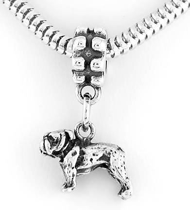 STERLING SILVER DANGLING 3D BULLDOG EUROPEAN BEAD