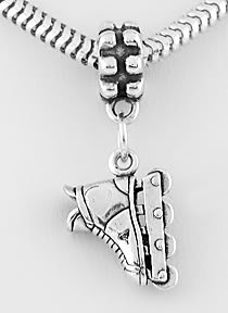 STERLING SILVER DANGLING 3D ROLLERBLADE/ INLINE SKATE BEAD