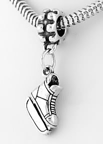 STERLING SILVER DANGLING 3D HOCKEY ICE SKATE EUROPEAN BEAD