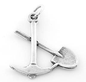 STERLING SILVER SHOVEL AND PICK CHARM/PENDANT