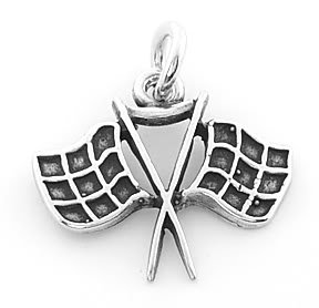 STERLING SILVER RACING FLAG CHARM/PENDANT