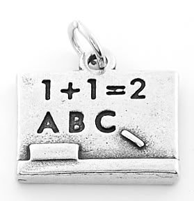 STERLING SILVER SCHOOL TEACHER'S CHALKBOARD CHARM