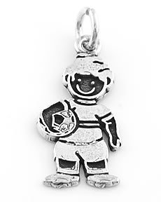 STERLING SILVER "BOY WITH SOCCER BALL" SOLID CHARM