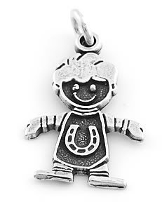 STERLING SILVER "BOY WITH HORSESHOE" CHARM