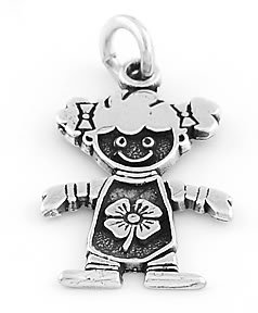 STERLING SILVER "GIRL WITH LUCKY CLOVER" CHARM