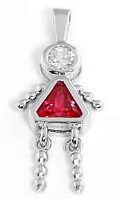 STERLING SILVER "GIRL JULY" BIRTHSTONE CHARM