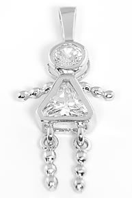 STERLING SILVER "GIRL APRIL" BIRTHSTONE CHARM