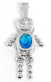 STERLING SILVER "BOY DECEMBER" BIRTHSTONE CHARM