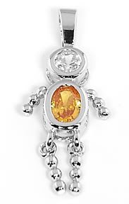 STERLING SILVER "BOY NOVEMBER" BIRTHSTONE CHARM