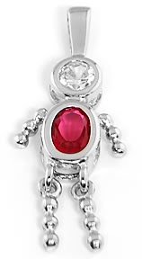STERLING SILVER "BOY JULY" BIRTHSTONE CHARM