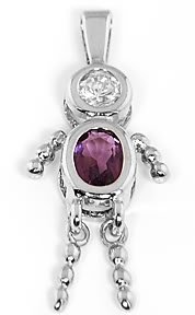 STERLING SILVER "BOY FEBRUARY" BIRTHSTONE CHARM