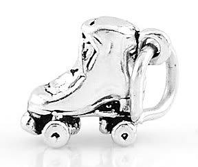 STERLING SILVER 3D SMALL ROLLER SKATE CHARM/PENDANT