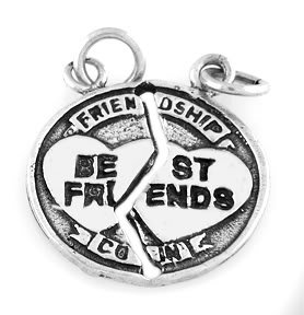 SILVER SHAREABLE BEST FRIENDS CHARM W/16" BOX CHAIN