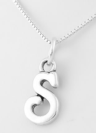 STERLING SILVER LETTER S CHARM WITH 16" NECKLACE