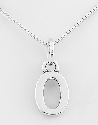STERLING SILVER LETTER O CHARM WITH 16" NECKLACE