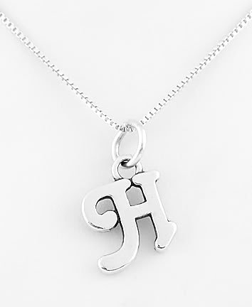 STERLING SILVER LETTER H CHARM WITH NECKLACE
