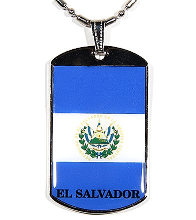 El Salvador Flag Polymer Glazed Color Dog Tag
