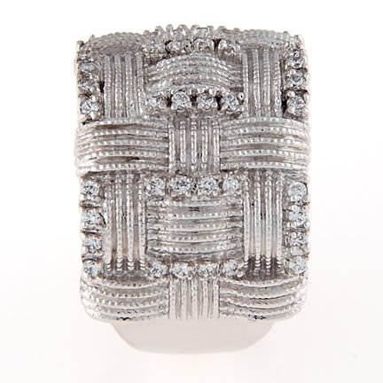 STERLING SILVER WEAVING STYLE CUBIC ZIRCONIA DOME BAND/ RING
