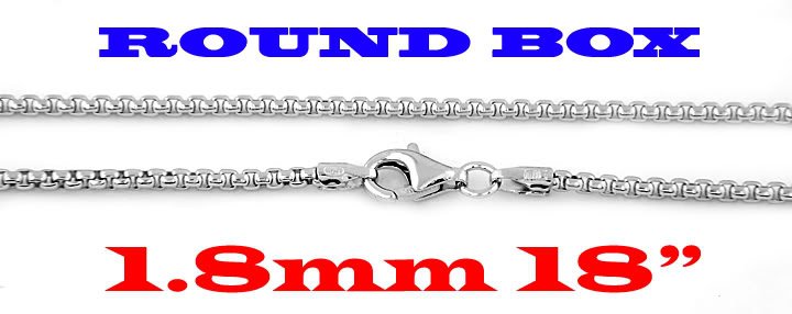 STERLING SILVER 1.8mm ITALIAN ROUND BOX CHAIN 18" NECKLACE