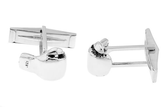 STERLING SILVER 3D FIGHTER BOXER BOXING GLOVE CUFFLINKS