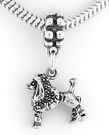 STERLING SILVER DANGLING FRENCH POODLE EUROPEAN BEAD