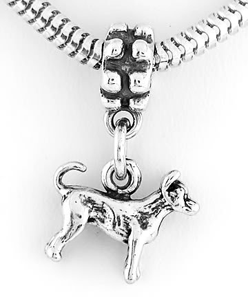 STERLING SILVER DANGLING 3D CHIHUAHUA DOG EUROPEAN BEAD