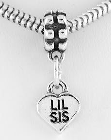 STERLING SILVER DANGLING LITTLE SIS SISTER EUROPEAN BEAD