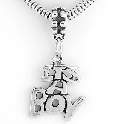 STERLING SILVER DANGLING IT'S A BOY EUROPEAN BEAD