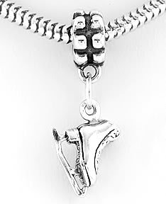 STERLING SILVER 3D DANGLING ICE SKATE EUROPEAN BEAD