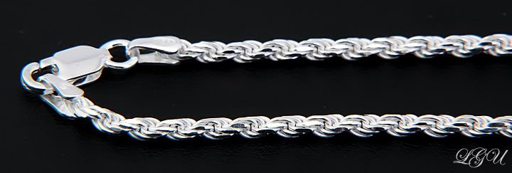 STERLING SILVER 1.5mm ITALY DC ROPE CHAIN 20" NECKLACE