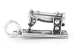 STERLING SILVER 3D MEDIUM SEWING MACHINE CHARM/PENDANT