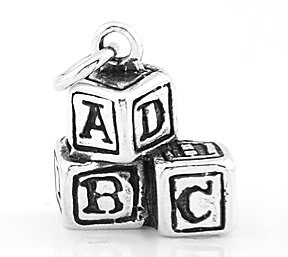 STERLING SILVER 3D BABY BUILDING BLOCKS CHARM/PENDANT