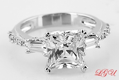 STERLING SILVER PRINCESS CZ ENGAGEMENT RING SIZE 5