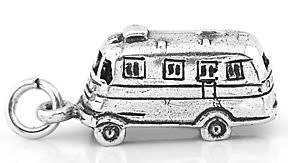 STERLING SILVER 3D MOTOR HOME CHARM/PENDANT
