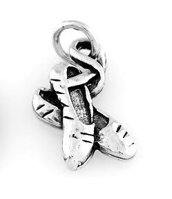 STERLING SILVER BALLERINA POINT SHOES CHARM WITH 16" BOX CHAIN