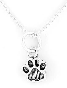 STERLING SILVER PAW PRINT CHARM WITH 16" NECKLACE