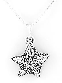 STERLING SILVER STARFISH CHARM WITH 16" NECKLACE
