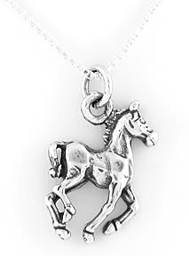 STERLING SILVER HORSE CHARM WITH 16" NECKLACE