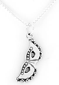 STERLING SILVER MASQUERADE MASK CHARM NECKLACE
