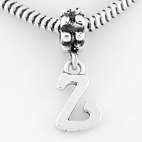 STERLING SILVER DANGLING FANCY LETTER Z BEAD