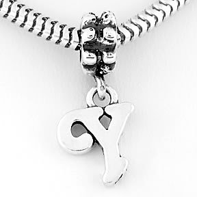 STERLING SILVER DANGLING FANCY LETTER Y EUROPEAN BEAD