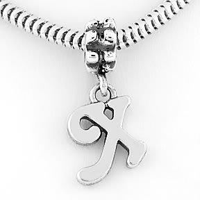 STERLING SILVER DANGLING FANCY LETTER X EUROPEAN BEAD