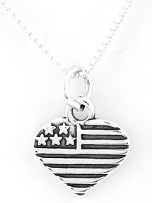 STERLING SILVER U.S.A. HEART CHARM NECKLACE