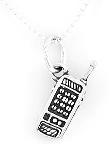 STERLING SILVER CELL PHONE CHARM WITH 16" NECKLACE