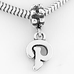 STERLING SILVER DANGLING FANCY LETTER P EUROPEAN BEAD
