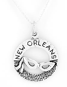 STERLING SILVER NEW ORLEANS MARDIS GRAS CHARM with 16 inch NECKLACE