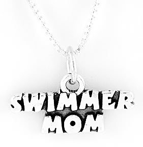 STERLING SILVER SWIMMER MOM CHARM WITH NECKLACE