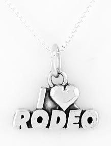 STERLING SILVER I LOVE RODEO CHARM NECKLACE