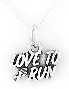 STERLING SILVER LOVE TO RUN CHARM WITH NECKLACE
