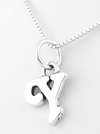 STERLING SILVER LETTER Y CHARM WITH NECKLACE 16"